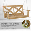 2-Person Wooden Porch Swing with Sturdy Steel Chains & Rustic X Shaped Design for the Outdoors, Natural