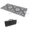 RV Mat, Outdoor Patio Rug / Large Camping Carpet with Carrying Bag, 9' x 18', Waterproof Plastic Straw, Reversible Design for Backyard, Porch, Picnic, Poolside, Gray & White Floral