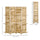 4 Panel Folding Room Divider, 5.5ft Freestanding Paulownia Wood Wall Divider Panel with Storage Shelves for Bedroom or Office, Natural Wood
