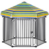 47" Heavy-duty Pet Playpen Kennel with Door & Removable Cover 6 Panels Freestanding Puppy Crate Fence for Small Medium Sized Dogs