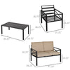 4-Piece Patio Furniture Set Garden Conversation Set with Cushions Steel Beige