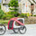 Dog Bike Trailer 2-in-1 Pet Stroller Cart Bicycle Wagon Cargo Carrier Attachment for Travel with Universal Wheel Reflectors Flag Red
