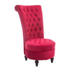 High Back Accent Chair, Upholstered Armless Chair, Retro Button-Tufted Royal Design w/ Padding and Rubberwood Leg for Living Room, Crimson Red