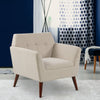 Traditional Living Room Chair, Armchair with Button Tufted Polygonal Straight Back, Single Sofa with Thick Padding, Light Grey