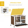 Rabbit Hutch Indoor, 2-Story Bunny Hutch, Wooden Guinea Pig Cage, Small Animal House, with Tray, Casters, Lockable Doors, Ramp, Brown