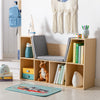6-Cubby Kids Bookcase, Reading Nook Organizer with Seat Cushion, Toddler Storage Cabinet Shelf for Playroom Bedroom Natual, 40.5" x 12" x 23.5"