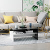 Modern Coffee Table,  2-tier Rectangular Center Table with Storage Shelves for Living Room, Black/White