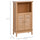 Bamboo Floor Cabinet Bathroom Floor Cabinet Living Room Organizer Tower with Multiple Shelves and Doors  Natural