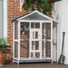 64.5" Wooden Bird Cage Aviary, Flight Cage with 4 Perches, Nest and Slide-Out Tray for Indoor/Outdoor, Gray
