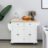 Rolling Kitchen Island Cart on Wheels with Rubber Wood Top, Spice Rack, Towel Rack & Drawers for Dining Room, White
