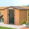 7' x 4' x 6' Metal Outdoor Shed Organizer & Garden Storage with 4 Vents for Airflow & 2 Easy Sliding Doors, Brown