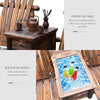 Wooden Double Adirondack Chair Loveseat with Inset Ice Bucket, Rustic Aesethic, & Weather-Resistant Materials