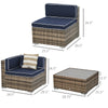 7-Piece Patio Furniture Sets Outdoor Wicker Conversation Sets PE Rattan Sectional sofa set with Cushions & Slat Plastic Wood Table, Blue