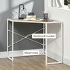 Corner Computer Desk with Steel Frame for Small Spaces, Writing Desk for Workstation, White