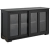 Modern Kitchen Sideboard, Stackable Storage Cabinet, Sliding Glass Door Console, Cupboard Serving Buffet for Kitchen & Dining Room, Black