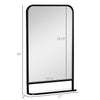 34" x 21" Square Modern Wall Mirror with Storage Shelf, Mirrors for Wall in Living Room, Bedroom, Black