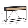 Console Sofa Table with 2 Drawers Narrow V Shape designed Entryway Table with Metal Frame for Hallway Living Room Bedroom Black and Natural