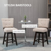 Set of 2 Tufted Bar Stool Chairs, Beige