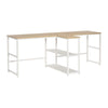 83'' Two Person Desk with Storage Shelves, Computer Office Double Desk, Large Office Desk Study Writing Table for Home Office, Natural