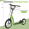 Youth Scooter Ride On Toy with Adjustable Handlebar, Dual Brakes, and Inflatable Wheels For Kids 5+ - Green