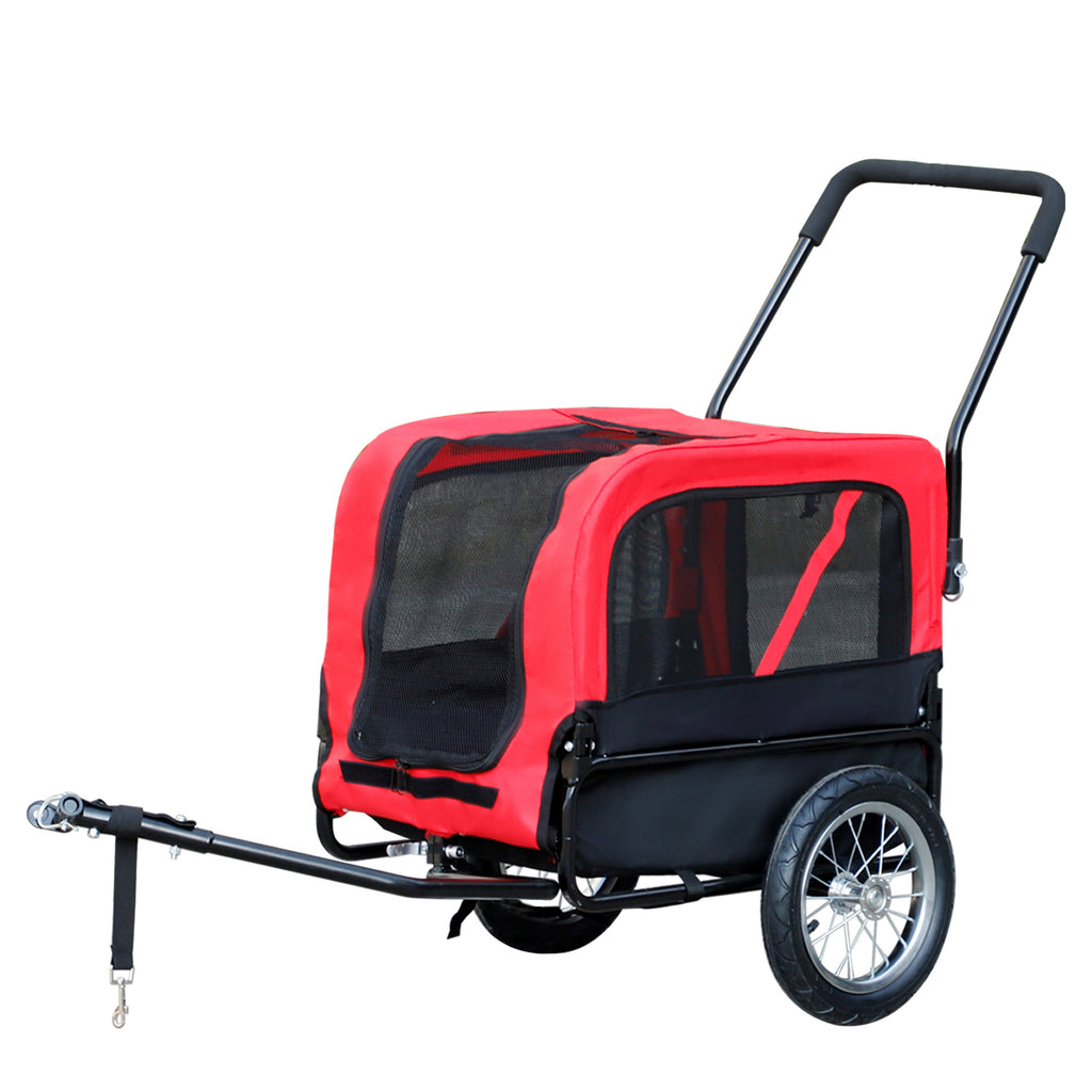 Elite-Jr Dog Bike Trailer 2-In-1 Pet Stroller Cart Bicycle Wagon Cargo Carrier Attachment for Travel with 360-Degree Swivel Wheels & Large Easy