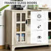 Kitchen Sideboard, Glass Door Buffet Cabinet, Server Cupboard with Storage Drawers & Adjustable Shelves for Living Room, White Oak