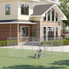 Heavy Duty Outdoor Dog Kennel Galvanized Chain Link Fence, Pet Run House Chicken Coop with Secure Lock Mesh Sidewalls for Backyard, Silver