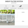 11ft x 7ft x 32in Steel Frame Pool with Filter Pump, Outdoor Rectangular Frame Above Ground Swimming Pool, Light Grey