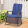 Outdoor Rattan Wicker Rocking Chair Patio Recliner with Soft Cushion, Adjustable Footrest, Max. 135 Degree Backrest, Blue