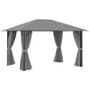 10' x 13' Patio Gazebo Aluminum Frame Outdoor Canopy Shelter with Sidewalls, Vented Roof for Garden, Lawn, Backyard and Deck, Grey