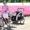 White Elite 360 Swivel Bike Trailer for Kids Double Child Two-Wheel Bicycle Cargo Trailer With 2 Security Harnesses