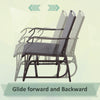3 Pcs Outdoor Gliders Set Bistro Set with Glass Top Table for Patio, Garden, Backyard, Lawn, Grey