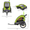 3 In1 Foldable Child Bike Trailer Baby Trailer Transport Buggy Carrier with Shock Absorber System Rubber Tires- Green & Grey