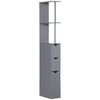 54" Tall Bathroom Storage Cabinet, Freestanding Linen Tower with 2-Tier Shelf and Drawers, Narrow Side Floor Organizer, Grey