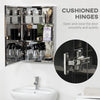 Wall Mounted Bathroom Medicine Cabinet Mirrored Cabinet with Hinged Door 3-Tier Storage Shelves Silver