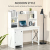 Farmhouse Computer Desk with Hutch and Cabinet, Home office Desk with Storage, for Study, White