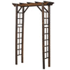 7' Wood Steel Outdoor Garden Arched Trellis Arbor with Natural Fir Wood & Side Panel for Climbing Vines, Carbonized Color