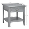 Retro Side Table, End Table with Storage Drawer and Open Shelf for Living Room, Bedroom, Gray