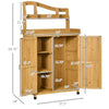 Outdoor Storage Cabinet & Potting Table, Wooden Gardening Bench with Patio Cabinet and Magnetic Doors, Yellow