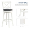 Traditional Bar Stool, 31 Inch Seat Height Barstool, Swivel PU Leather Upholstered Chair, with Cross Back and Rubberwood Frame, White