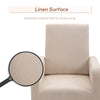 Accent Lounge Rocking Chair with Solid Curved Wood Base and Linen Padded Seat, Cream White