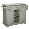 Rolling Kitchen Island with Stainless Steel Top, Spice Rack & Drawers, Utility Portable Multi-Storage Cart on Wheels, Grey