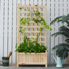 Raised Bed With Trellis Standing Lattice Panels For Plants Flowers Or Vine Garden Outdoor Indoor 23.5" X 11.5" X 49.25", Natural