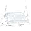 46" 2-Person Porch Swing Wooden Patio Swing Bench with Cup Holders, Slatted Design, & Chains Included, 440lb Weight Capacity, White