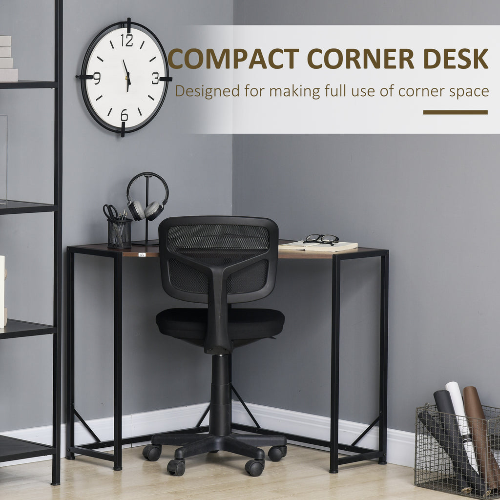Space-Saving Small Corner Desk & Corner TV Stand, Corner Computer Desk with Strong Metal Frame