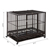 42" Heavy Duty Steel Dog Crate Kennel Pet Cage with Wheels - Brown Vein