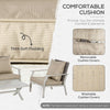 4 Pieces Wicker Sectional Conversation Sets, Outdoor PE Rattan Loveseat Aluminum Frame Furniture w/ Coffee Table for Patio, Beige