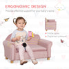 Ergonomic Foam Kids Sofa with Inner Toy Storage Chest, Velvet Kids Couch with Soft Arms, Children's Lounge Furniture, Pink
