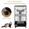 Small Animal Cage Habitat for Ferret with Wheels Hammocks Tunnels and 3 Doors, Black