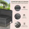 9-Piece Rattan Wicker Outdoor Patio Sectional Furniture Conversation Set with Thick Soft Cushions, Footstool & Tea Table, Black